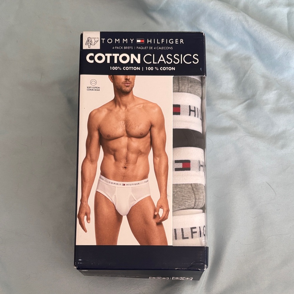 Tommy Hilfiger Cotton Classics Briefs - White, Gray & Navy (4-Pack)